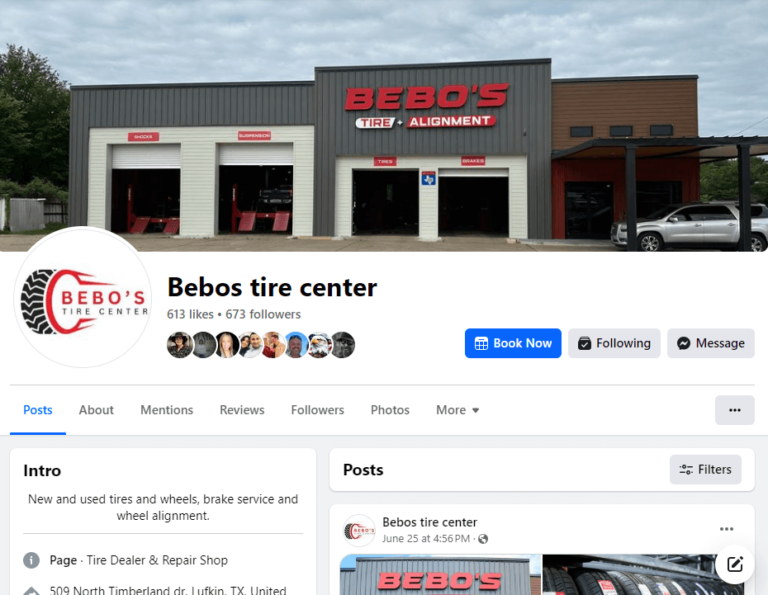 Facebook Profile - Bebos Tire Center